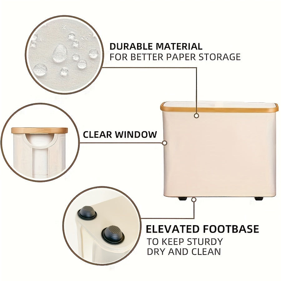 Canasta de Almacenamiento de Papel Higiénico de Bambú de Alta Calidad - Organizador Rectangular de Estilo Bohemio con Múltiples Compartimentos para Esenciales de Baño, Adecuado para Varios Tipos de Habitaciones, Canasta de Almacenamiento Versátil, Organi