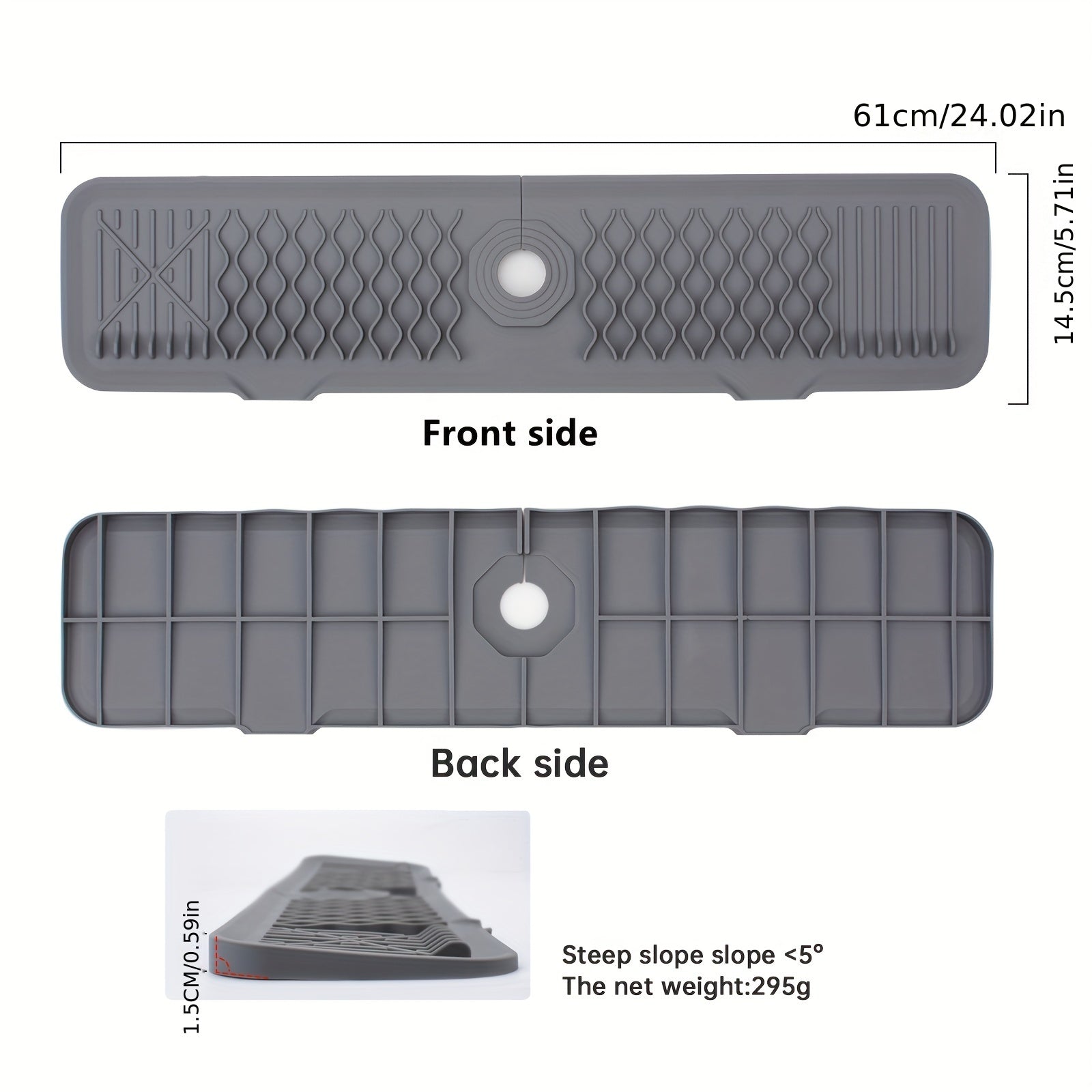 1 Protector de Salpicaduras para Grifo de Cocina de Silicona, 60.96x14.48 cm, Antisalpicadero, Fácil de Limpiar, Bordes Plegables, Secado Rápido, Apto para Cocina, Baño, Casa de Campo, RV, Accesorio de Cocina