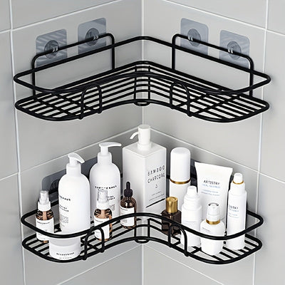 1 pieza de Esquina para Ducha en PVC que Ahorra Espacio - Organizador de Baño Montado en Pared sin Taladro para Champú, Acondicionador y Maquillaje - Anticorrosión, Fácil de Instalar, Sin Formaldehído, Acero Inoxidable, Estantes para la Ducha