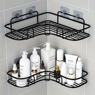 1 pieza de Esquina para Ducha en PVC que Ahorra Espacio - Organizador de Baño Montado en Pared sin Taladro para Champú, Acondicionador y Maquillaje - Anticorrosión, Fácil de Instalar, Sin Formaldehído, Acero Inoxidable, Estantes para la Ducha