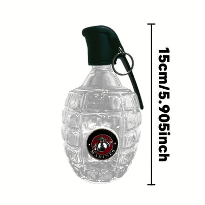 Botella de Whisky en Forma de Granada Militar 1pz - Vidrio Grabado de 300ml, Diseño Antifugas y Duradero, Decantador con Cordón , Regalo Ideal para Veteranos en Acción de Gracias o Temporada de Graduación, Vajilla Novedosa, Decoración Temática Militar, S