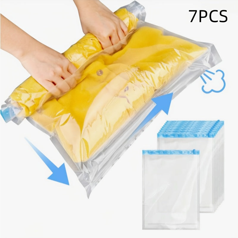 7 piezas: Bolsas de compresión para ahorrar espacio, sin necesidad de aspiradora o bomba, ideal para viajeros frecuentes, diseño para enrollar a mano, fácil de usar, bolsa de almacenamiento que cabe perfectamente en tu mochila, organización con separació