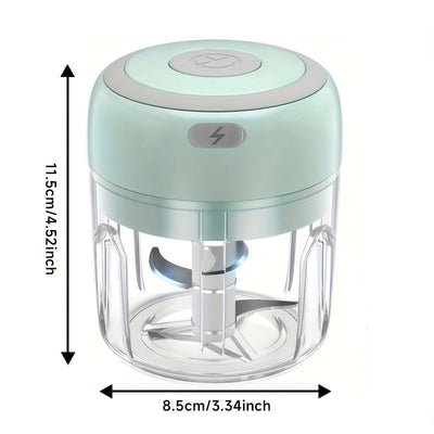Picadora Eléctrica Inalámbrica de 8.45 oz para Ajo, Carne, Verduras, Cebollas, Frutas y Más - Ideal para Actividades al Aire Libre, Cortador y Rebanador de Vegetales, Electrodoméstico Compacto, Cocina Moderna con Cámara de Picado Visible