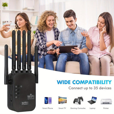 Amplificador de señal WiFi para hogar - Extensor de Internet, amplificador de WiFi, alcance largo hasta 12880 pies cuadrados y 120 dispositivos, repetidor de WiFi.