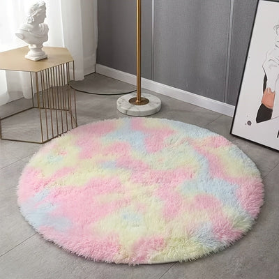 Alfombra mullida de pelo largo para dormitorio, alfombra suave de peluche arcoíris para sala, alfombra interior arcoíris, alfombra ultra suave de peluche, alfombra teñida al anudar para dormitorio y sala, decoración para el hogar