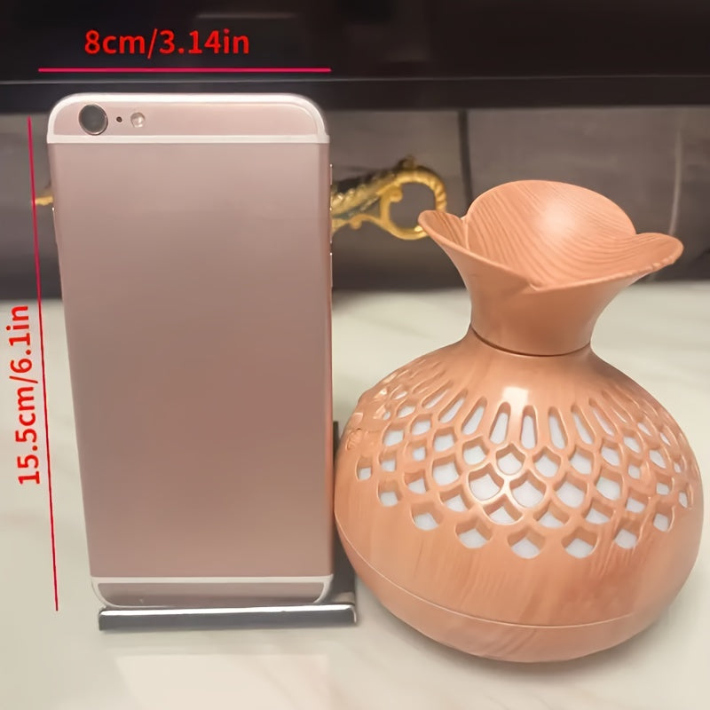 Humidificador de flores de madera USB, 300 ml, con luz LED colorida, modos de pulverización doble, frescor del aire evaporativo para dormitorio y oficina en casa, regalo ideal para el Día de San Valentín y cumpleaños, humidificador para el hogar.