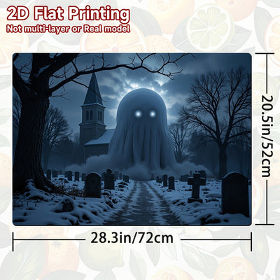 1pc Protector de Estufa para Halloween - Diseño Cementerio Espeluznante, Alfombrilla Antideslizante para Cocinas a Gas/Eléctricas, Superficie Fácil de Limpiar, Ajuste Universal, Decoración de Cocina Temática de Terror, Material Easyclean, 2D Plano
