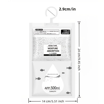 Bolsas colgantes absorbentes de humedad - Sin necesidad de electricidad, desecante de plástico reutilizable para clóset, dormitorio, baño y residencias estudiantiles - Control de olores