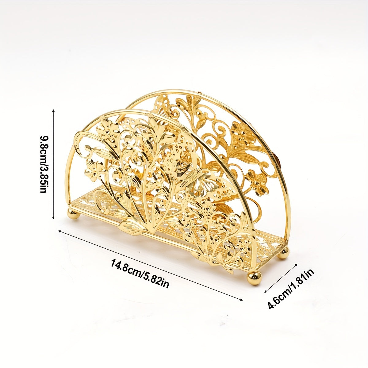 1 pieza de soporte elegante de servilleta de hierro con diseño floral - 3,54" (8,99 cm) de diámetro, 1,57" (3,99 cm) de altura, dispensador de pañuelos decorativo para mesas de comedor y café, perfecto para el Día de la Madre, Pascua, Ramadán (Eid Al-Fit