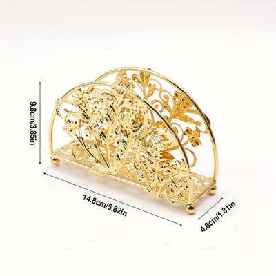 1 pieza de soporte elegante de servilleta de hierro con diseño floral - 3,54" (8,99 cm) de diámetro, 1,57" (3,99 cm) de altura, dispensador de pañuelos decorativo para mesas de comedor y café, perfecto para el Día de la Madre, Pascua, Ramadán (Eid Al-Fit