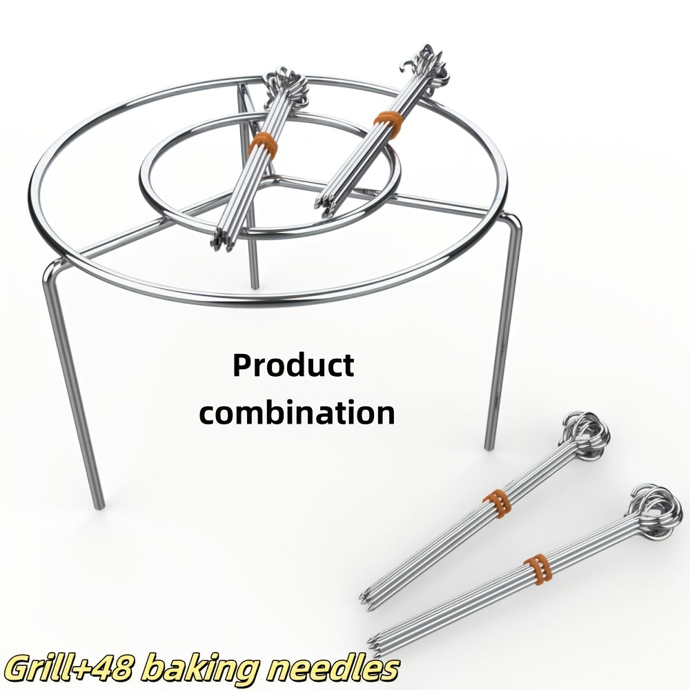 Juego de 1 Pieza, Rejilla para Freidora de Aire de Acero Inoxidable, Rejilla de Cocina Puede Asar Múltiples Brochetas al mismo Tiempo, Parrilla para Carne en Barbacoa Adecuada para Horno Microondas y Freidora de Aire, Suministros de Cocina, Accesorios de