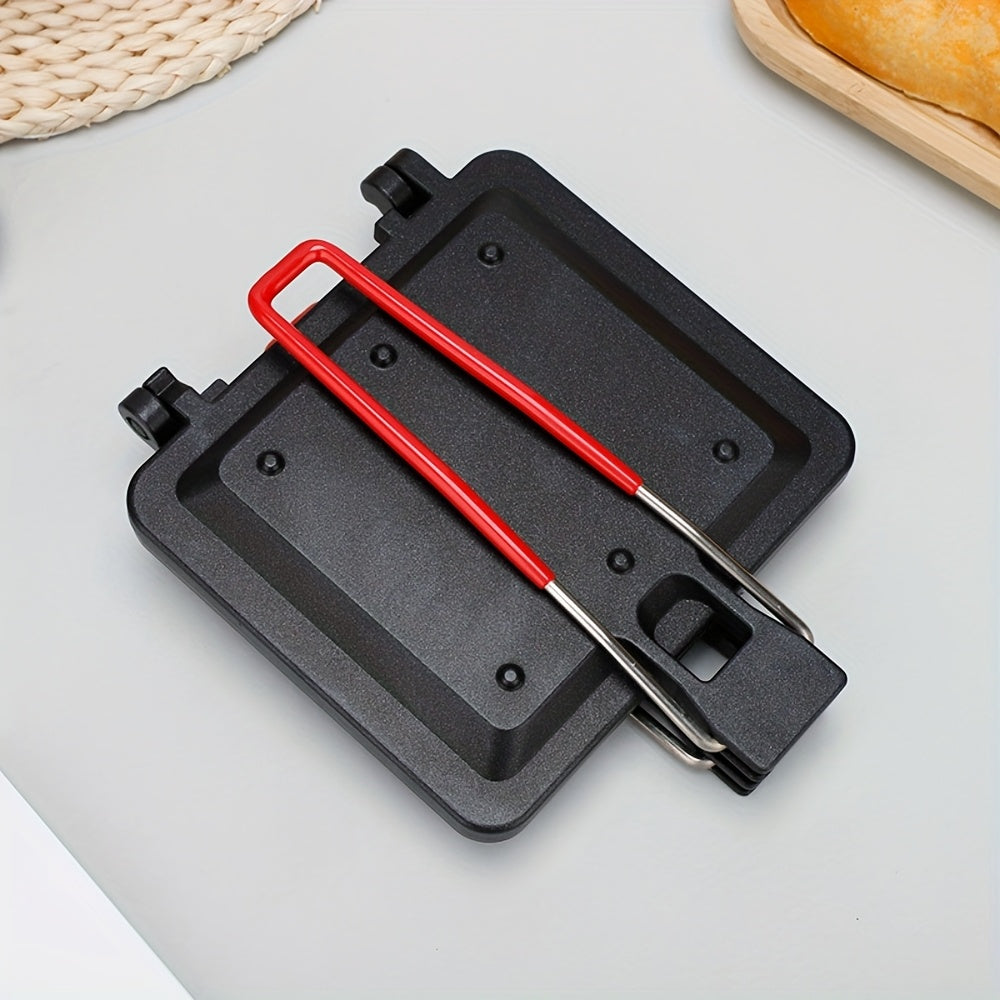 Mini bandeja de pan de sandwich de lona para exteriores - Doble cara, antiadherente, base plana, sin soldadura, para tostadas y bistecs, diseño cuadrado plegable para almacenamiento fácil, electrodoméstico de cocina duradero y fácil de limpiar, fabricant
