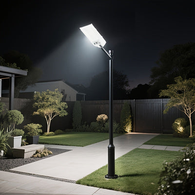 Nueva luz de camino solar integrada con sensor de movimiento, iluminación inteligente para exteriores, calles, patios y jardines, fijo de plástico resistente al tiempo con control remoto, luces solares para exteriores, cuerpo de plástico duradero.