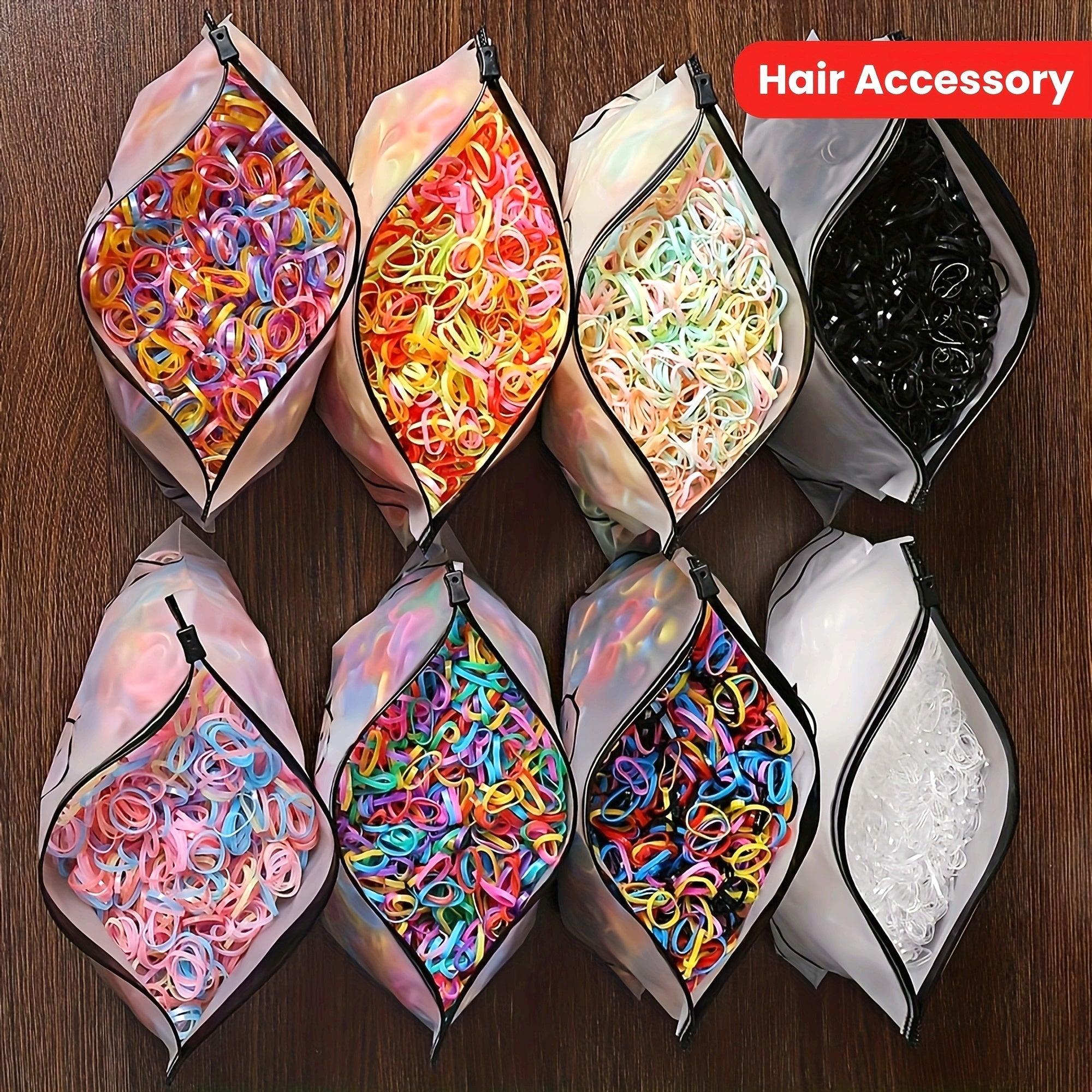1000 ligas para el cabello desechables - Ligas elásticas antideslizantes para mujeres, colores pastel, neón, metálicos y negro - Para salón, fiestas y peinados diarios - Paquete de accesorios para el cabello, accesorios para peinar, accesorios para fiest