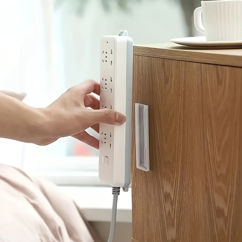 5 soportes autoadhesivos ultra resistentes para regletas, montaje en pared sin taladro con organizador de cables, remoción sin rastros y plástico duradero, ahorrador de espacio para oficina en casa, ganchos utilitarios, organizador de cables para electró