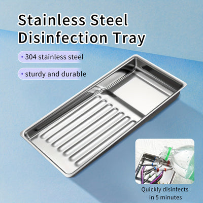 1 plato de desinfección de acero inoxidable para herramientas de arte de uñas - Acero inoxidable 304, desinfección rápida de 5 minutos, duradero y resistente, ideal para herramientas de manicura, accesorios de arte de uñas, almacenamiento de escritorio e