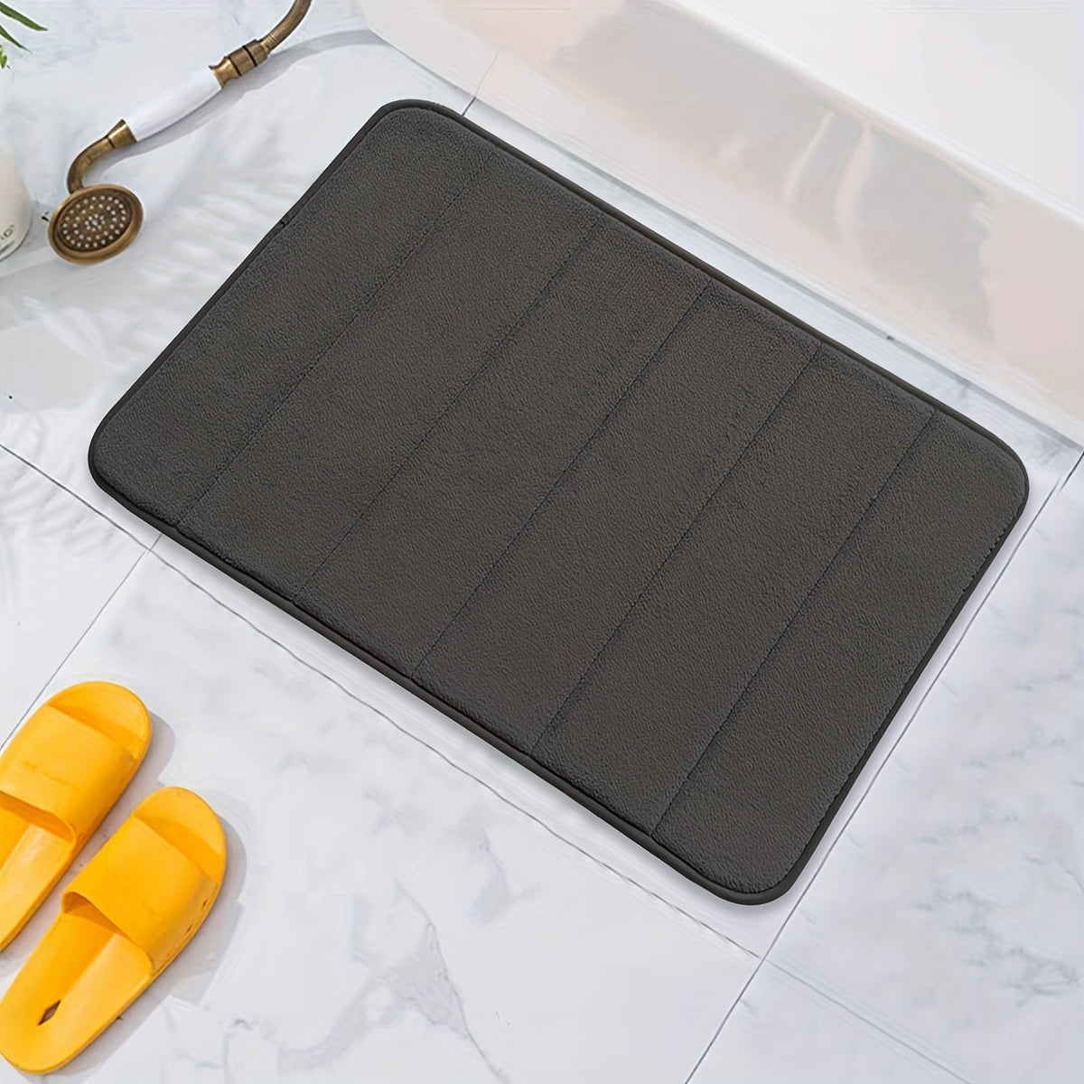1 Pieza, Alfombra De Espuma Viscoelástica Para Baño, Antideslizante, Gruesa Y Suave, Absorbe El Agua Y Es De Secado Rápido, Lavable A Máquina, Para La Ducha, Alfombra De Entrada De Dormitorio, De Sala De Estar, Decoración De Habitaciones, Accesorios De B