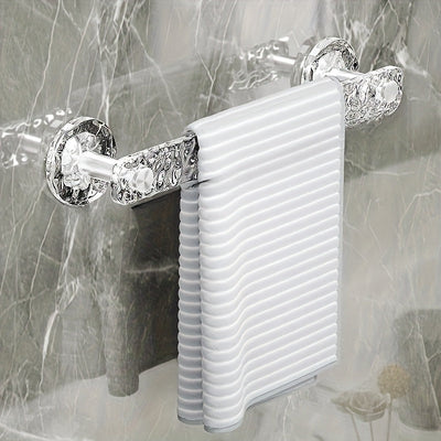 Barra de Toallas para Baño con Alta Adhesión - Montaje en Pared, Transparente con Diseño de Ondas Acuáticas, Ideal para Organización del Hogar