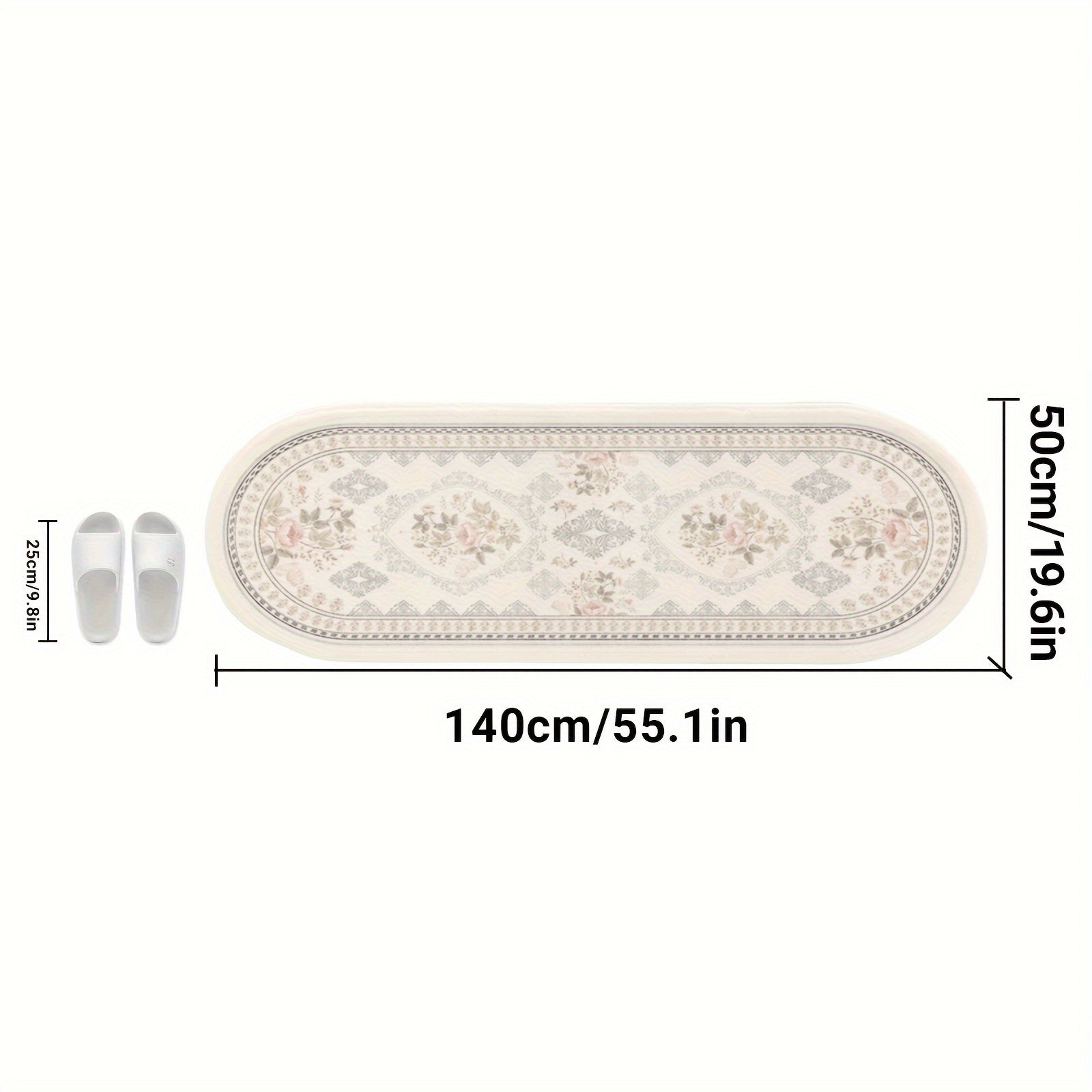 1pc Alfombra de cabecero ovalada con patrón floral - suave, antideslizante para dormitorios, alfombrilla decorativa para salas y sofás - decoración rústica del hogar, tapicería estética y suministros artísticos-Día de la Madre
