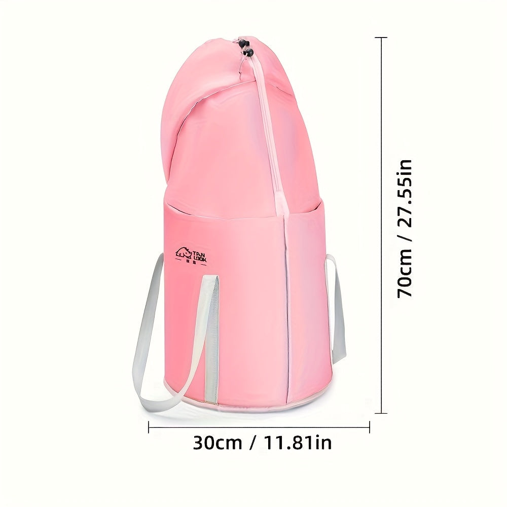 Bolsa de baño portátil plegable con diseño aislado - Color claro beige, plegable para uso en casa, material engrosado, no necesita electricidad, ideal para dormitorios y viajes, artículos esenciales para dormitorios|Bolsa de baño plegable|Bolsa de agua a