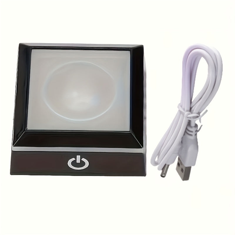 1 base de luz LED alimentada por batería USB o AAA, 3D de cristal, vidrio, acrílico o material transparente, base de exhibición con interruptor táctil sensible que cambia de color, 6,81 x 6,81 x 2,87 pulgadas, estilo Art Deco, patrón geométrico, iluminac