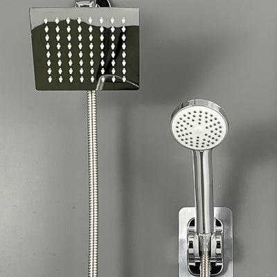 Juego de cabezal de ducha de acero inoxidable oculto, cabezal de ducha manual simple para baño, ducha de lluvia para hogar, cabezal multifuncional con micro burbujas, incluye soporte, divisor de agua de 3 vías y manguera, juego completo de cabezal de duc