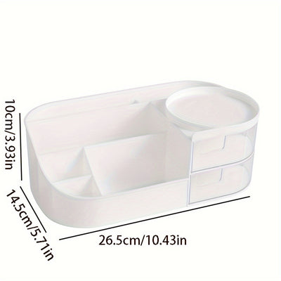 Organizador de Maquillaje de Tocador con Espejo - Caja de Almacenamiento de Cosméticos Estilo Cajón para Cuidado de la Piel, Lápiz Labial y Más - Soporte Ligero de Plástico para Encimera