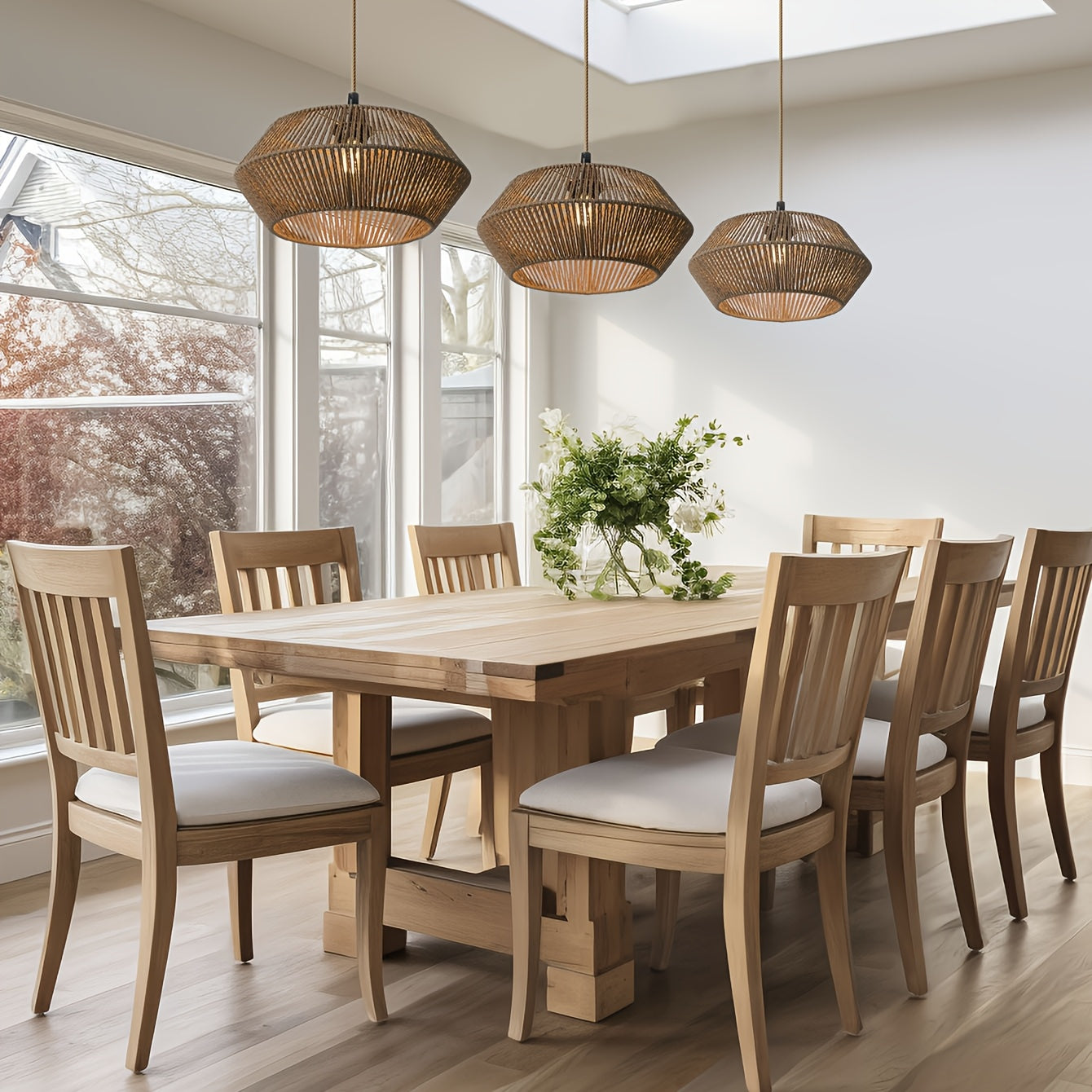 Elegante Pantalla de Luz Colgante de Cuerda de Papel Tejido a Mano - Estilo Moderno con Acento de Metal Negro, Ideal para Balcón, Comedor y Ambiente de Hotel, Pantalla Decorativa | Encanto Rústico | Suspensión de Madera, Decoración de Habitación