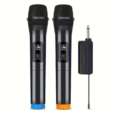 Microfono sin varillas de Alta Calidad, 2 Micrófonos Portátiles con Conector XLR, Ideal para Karaoke, Fiestas, Iglesias y Bodas, Carga USB