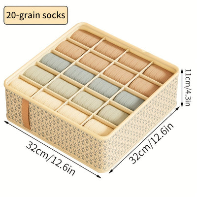 Caja de almacenamiento de tela plegable con tapa transparente - Organizador de varios compartimentos para ropa interior, calcetines y jeans - Ideal para uso en casa y dormitorio, Bolsa separadora de ropa, Organizador de almacenamiento de ropa
