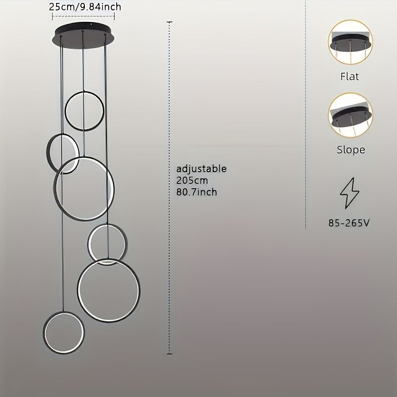 1pc Lámpara de Techo LED Moderna con Diseño Ajustable en Forma de Anillo para Sala de Estar, Dormitorio, Comedor - Ideal para Hogar, Oficina, Restaurante, Vestíbulo de Hotel, Salón de Exposiciones - Con Cableado Fijo