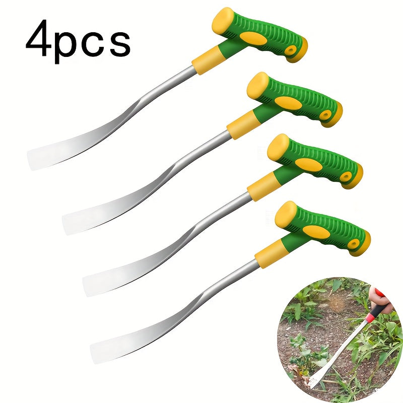 3pcs/4pcs Pala Multifuncional para Exteriores | Acero Inoxidable Reforzado, Ideal para Cavar, Deshierbar y Trasplantar Ajos y Verduras con Mango Bicolor, Herramienta de Jardín Portátil