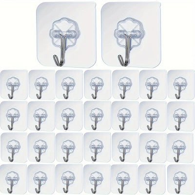 30pcs Ganchos Adhesivos Transparentes - Sin Daños, Montaje en Pared Sin Clavos para Marcos de Fotos y Azulejos, Sujeción Fuerte y Compatibilidad con Múltiples Superficies