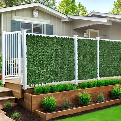 12 paneles premium de hiedra artificial para exteriores, 600 cm x 50 cm o 300 cm x 100 cm, pantalla de privacidad resistente a los rayos UV, decoración de pared verde de plástico duradero para uso en interiores/exteriores, fácil de colgar en patio, jardí
