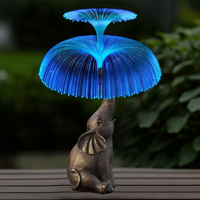 1pc Estatua de elefante de resina alimentada por energía solar, decoración de jardín de tema animal de alta eficiencia energética con acabado de encaústica, control de interruptor, batería de níquel de 600mAh, decoración para jardín, balcón, porche, esta