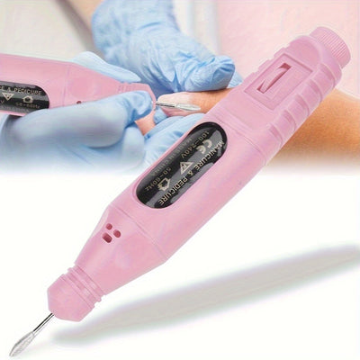 Máquina de esmalte de uñas ergonómica mejorada - Fichero de uñas eléctrico de alta velocidad alimentado por USB con 4 cabezas intercambiables y 20 tiras de papel de lija, herramienta de manicura portátil hipoalergénica adecuada para uso doméstico y profe