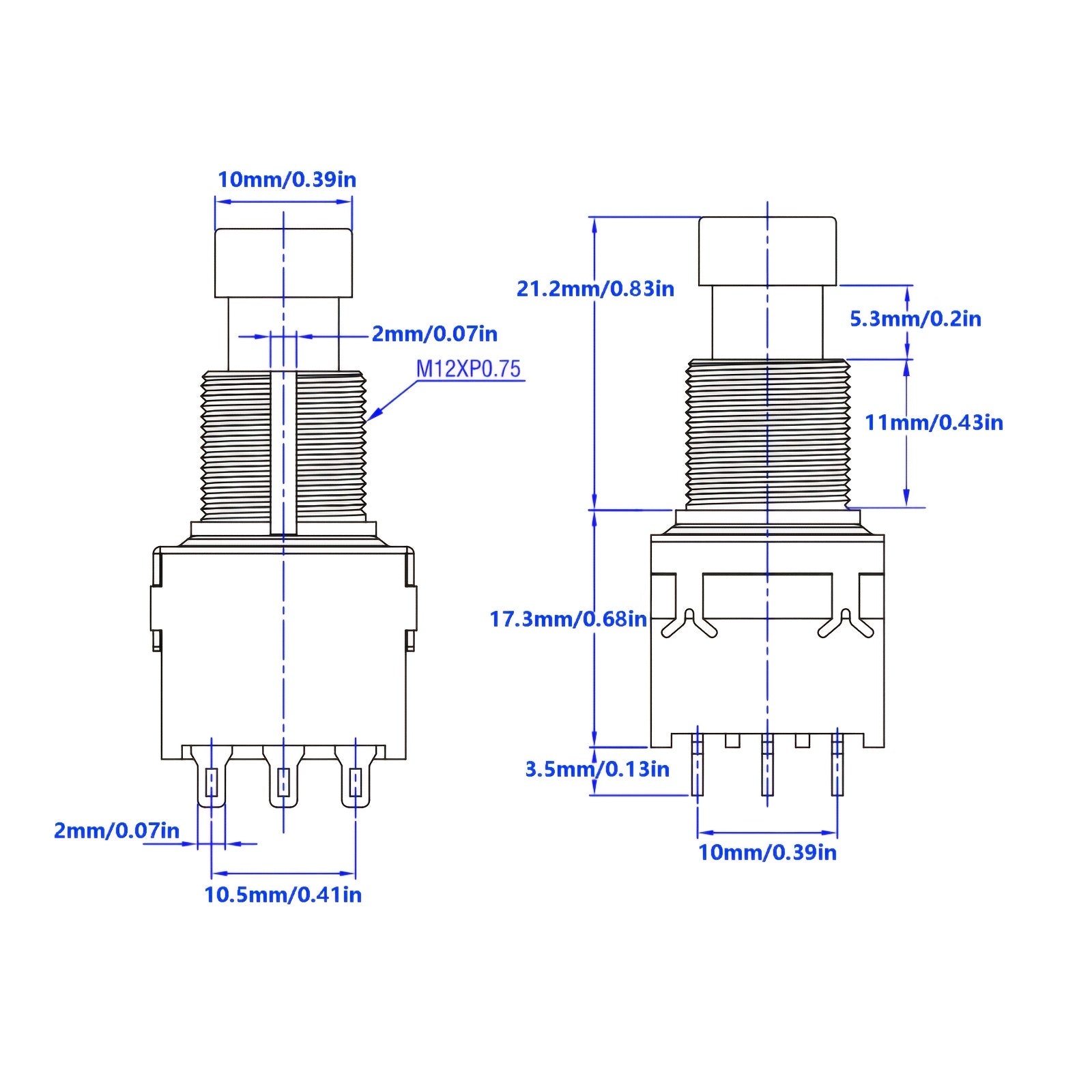 INTAI Interruptor de Pedal para Guitarra de 3 Polos con 9 Posiciones - Construcción Metálica Azul, Perilla Estriada de 10mm, Palanca Manual Encendido/Apagado para Pedales de Efectos y Equipo de Audio DIY (Sin Necesidad de Energía)
