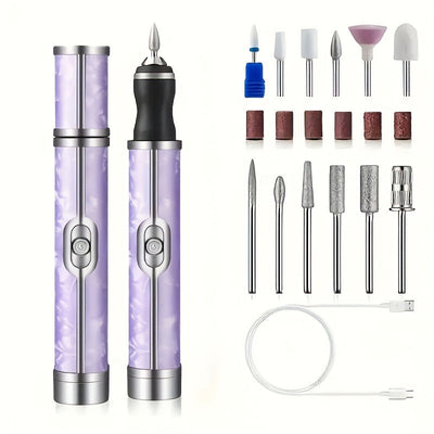 Afilador de uñas eléctrico USB, un herramienta de afeitar de uñas eléctricas adecuado para uñas de gel DIY, incluye 18 cabezas de afilado intercambiables, ideal para pulir y eliminar el cuidado de los pies, una gran opción de regalo para mujeres, regalo