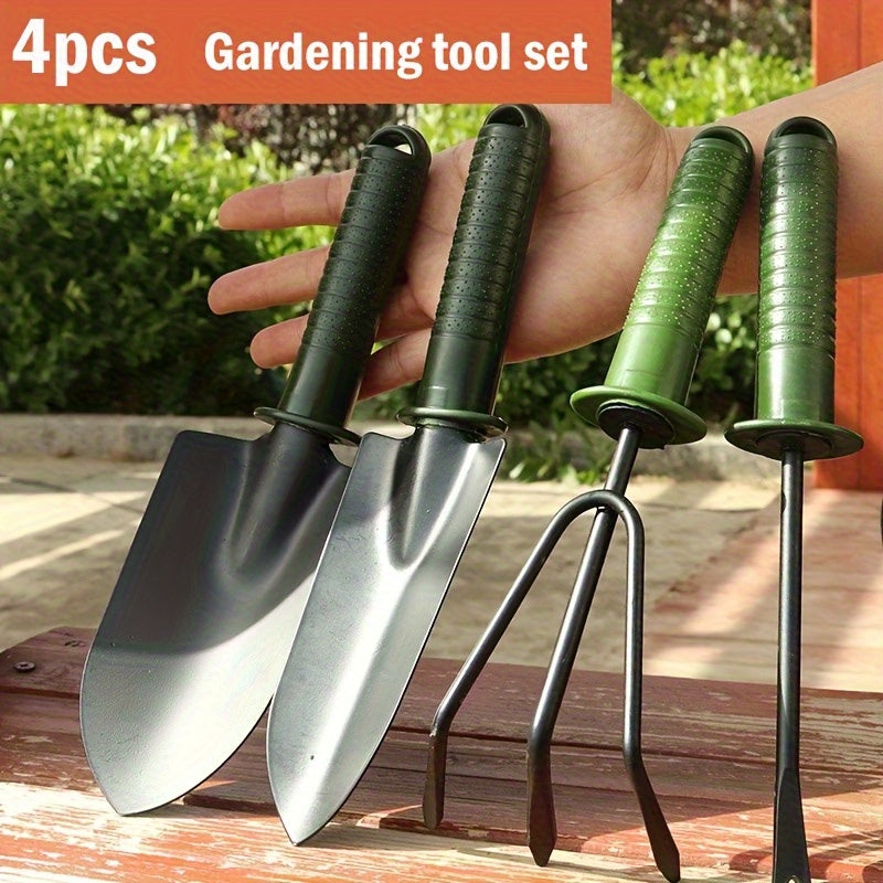 Juego de 4 piezas de herramientas de cuidado de jardín, herramientas de jardinería multifuncionales para plantar y plantas en macetas, kit esencial para entusiastas de jardinería.