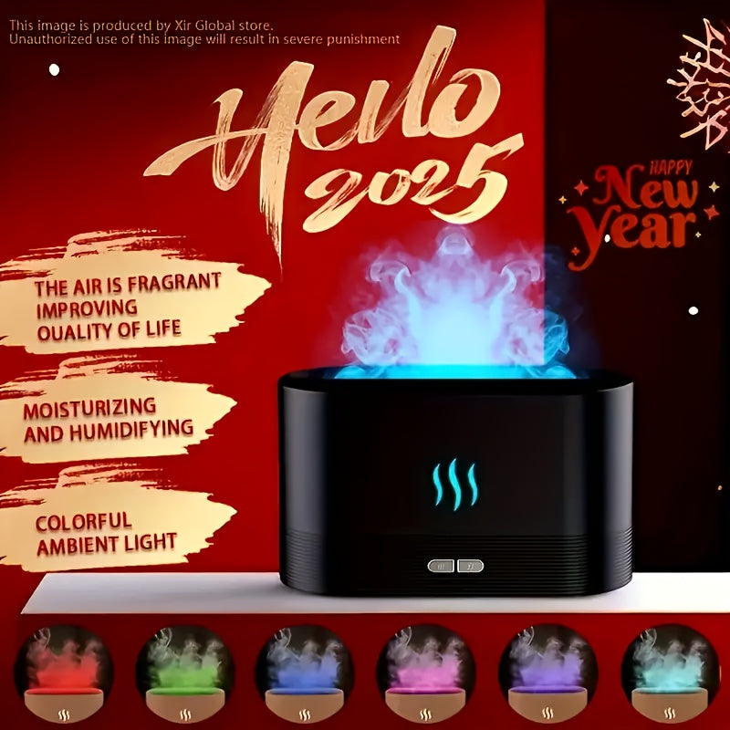 Humidificador portátil de llama con alimentación USB y cambio de color LED, difusor de aceite esencial aromático para oficina y hogar, crea una atmósfera cálida y acogedora, purifica el aire, alto nivel de humedad, material ABS, ideal para la escuela/hog