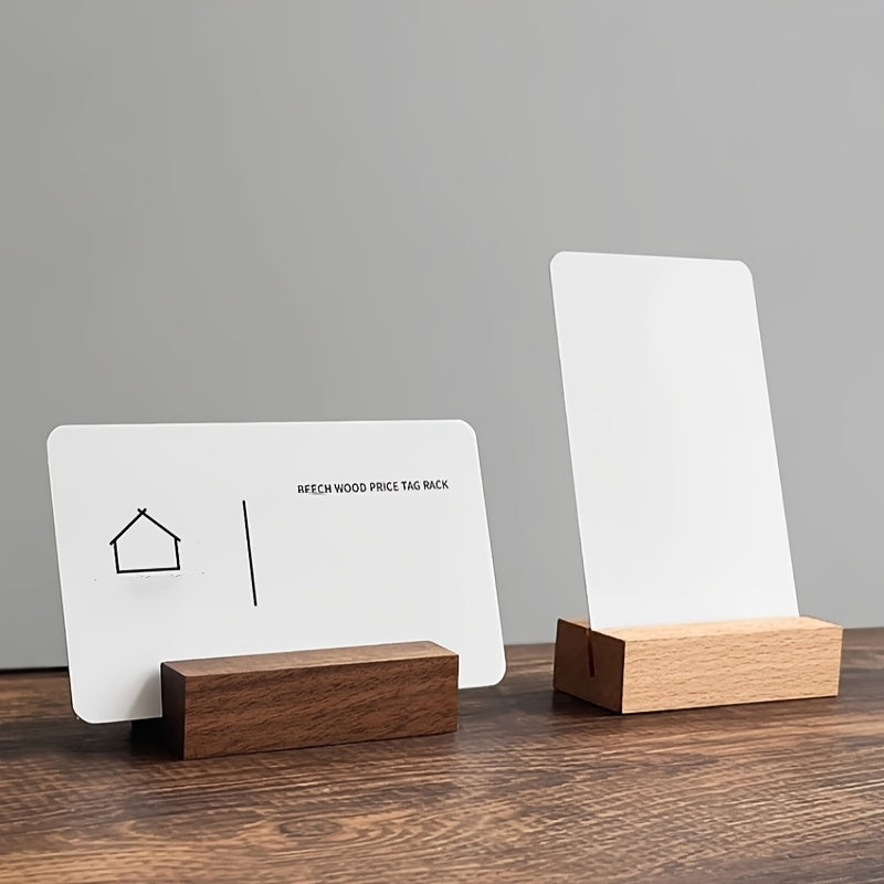 Soporte de Madera para Fotos y Tarjetas - Grabado Personalizado, Organizador Minimalista para Tarjetas de Visita y Fotos, Soporte Duradero con Toque Personalizado, Decoración Elegante para Oficina o Hogar, Acabado en Madera Oscura