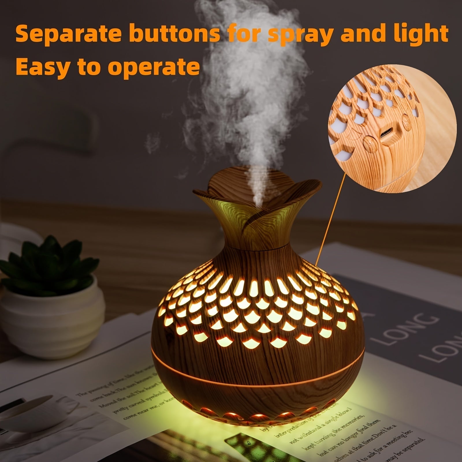 Humedificador de aire ultrasonico - 10,14 onzas, alimentado por USB, para una habitación, con modos de pulverización doble, difusor de aceites esenciales, para diferentes tipos de habitaciones - Material plástico, regalo de Navidad