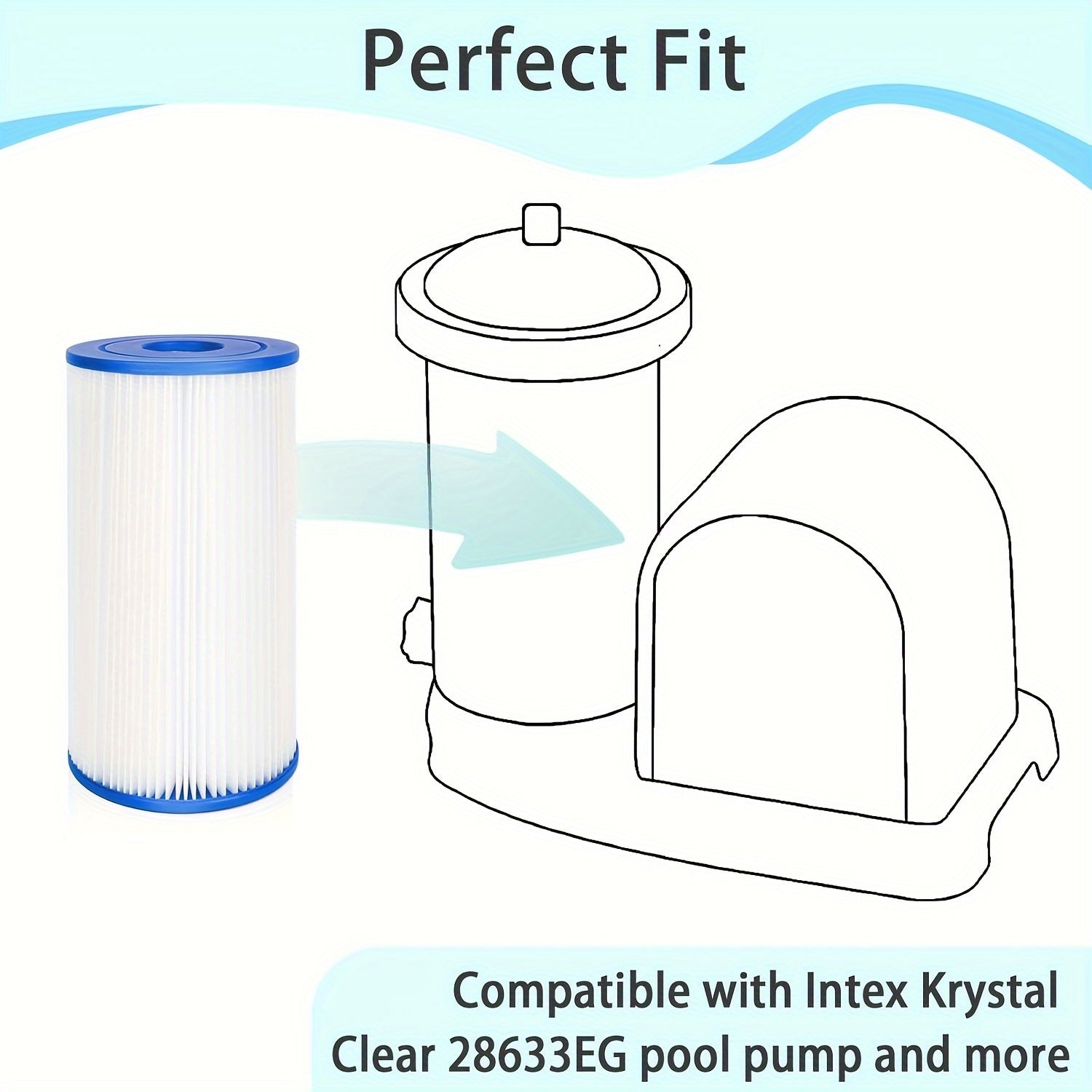 2pcs Filtro de Piscina Tipo B de Repuesto para Bomba Intex 2500 GPH - Ajuste Perfecto para Piscinas Sobre Terreno, Material PC Duradero