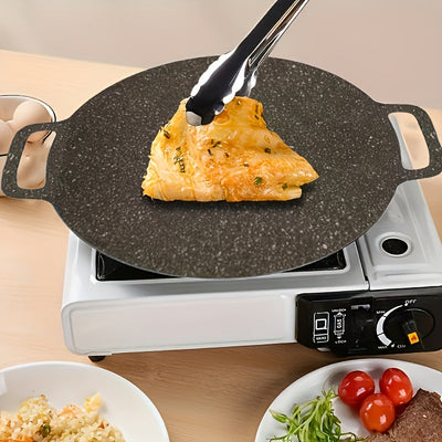Plato de Parrilla Antiadherente de Hierro Fundido - Utensilios de Cocina Portátiles para Camping y Picnics, Sartén Multiusos con Diseño Elegante, Fácil Limpieza y Distribución Uniforme del Calor, Accesorios para Parrillas Exteriores, Equipo de Cocina Com