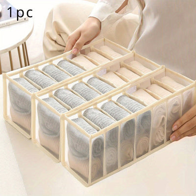 Caja De Almacenamiento De Ropa Interior De 7 Compartimentos, Organizador Multifuncional De Ropa Interior Y Calcetines, Caja De Almacenamiento Para Cajón De Armario, Clasificador De Ropa Interior Y Calcetines, Para El Hogar, Dormitorio O Residencia Univer