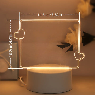 Lámpara nocturna 3D con forma de corazón, alimentada por USB, incluye pluma - Ideal para decoración de dormitorio, sala de estar u oficina