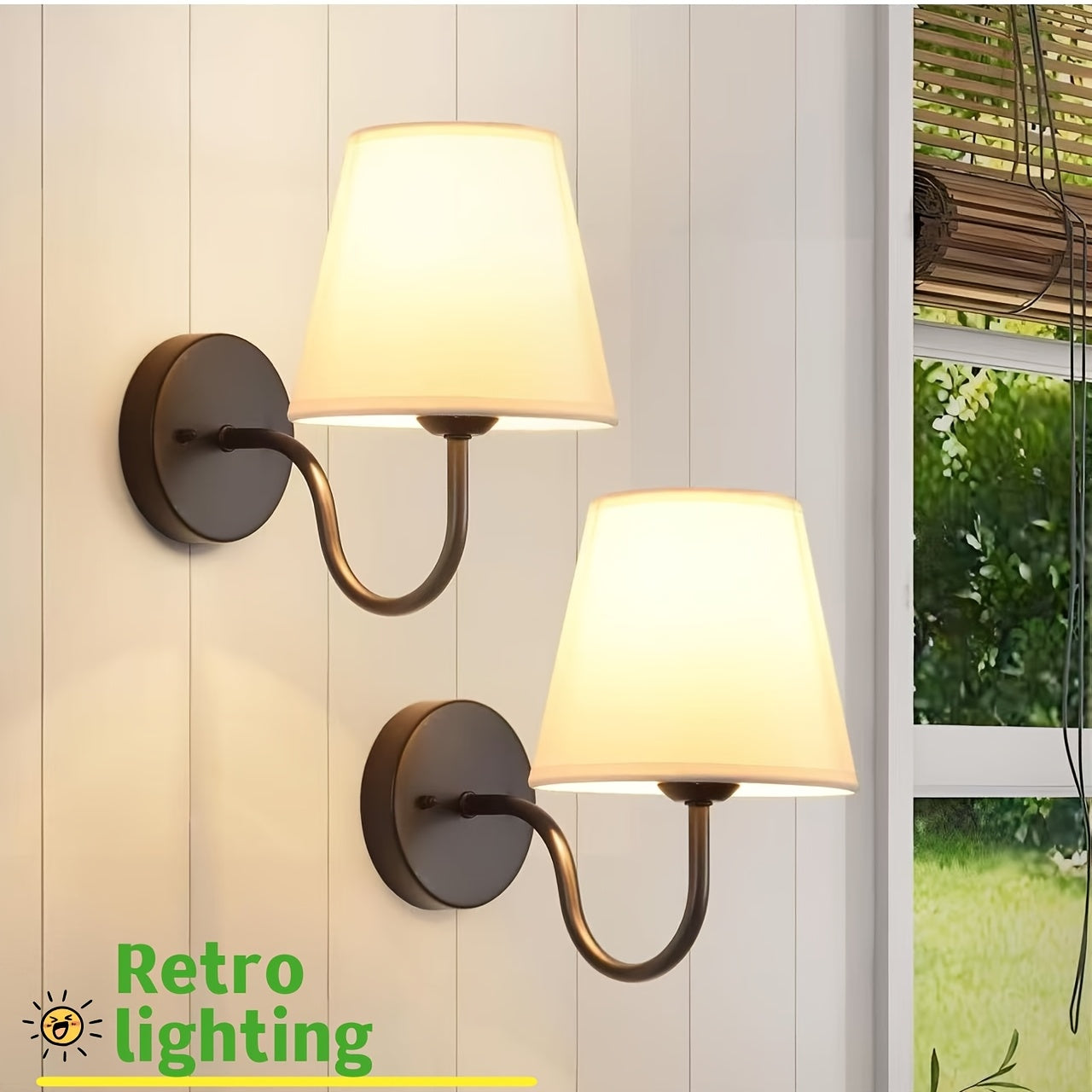 2 piezas de lámpara de pared con pantalla de lino estilo retro moderno, adecuada para dormitorio, cabecera, pasillo, hotel, cafetería, sala de estar, comedor, iluminación comercial, soporte desmontable, conexión por cableado duro, enchufe E26/E27 (bombil