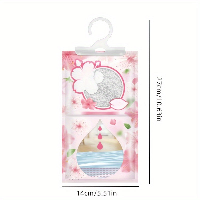 2/5 piezas de bolsas de deshumidificador estilo flor de cerezo, absorción de humedad y sequedad, adecuadas para dormitorio, sala de estar, cocina, baño, residencia, almacén, etc. - Bolsas de humedad colgantes para el hogar, deshumidificador portátil