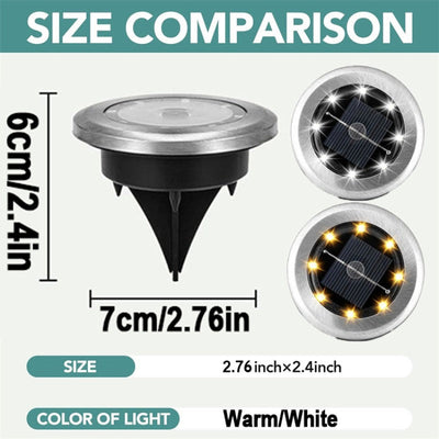 Luces Solares de 8LED para Suelo - Paquete de 4, Luces Decorativas IP44 para Escalones, Caminos, Jardines y Vallas, Iluminación Exterior para Pasillos y Césped