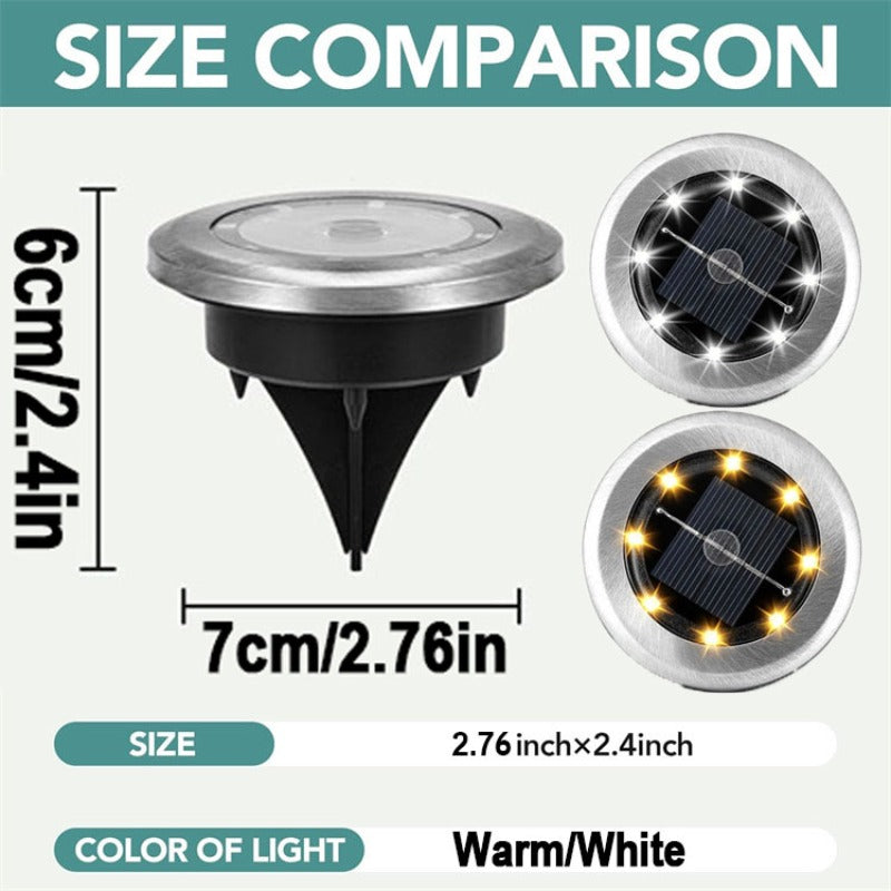 Pack de 4 Luces Solares para Exteriores, Luces LED Solar para Caminos, Iluminación Decorativa Impermeable IP65 para Escalones, Jardines y Cercas